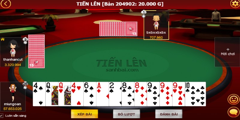 Game bài tiến lên ăn tiền khủng